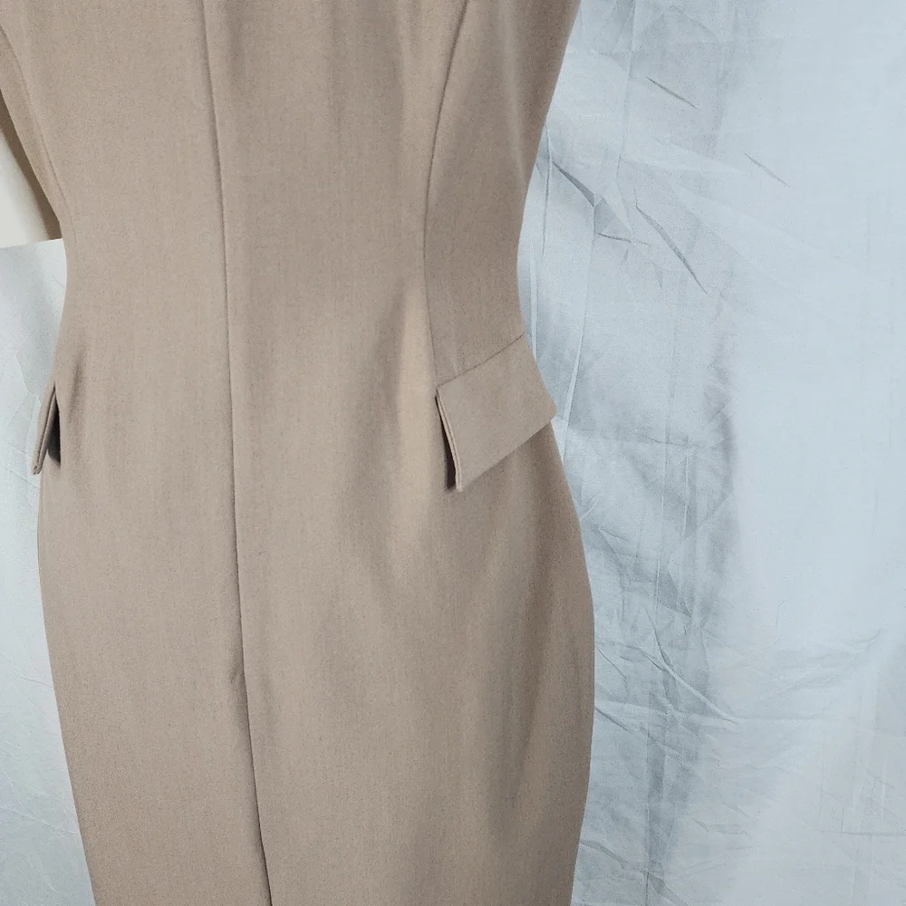New! BOSTON PROPER Size 6 Brown Sleeveless Cowl Neck Satin Lined Sheath Dress - Picture 5 of 14